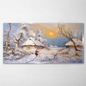 Obraz na skle Obraz na skle Venkovský zimní sníh