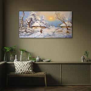 Obraz na skle Obraz na skle Venkovský zimní sníh
