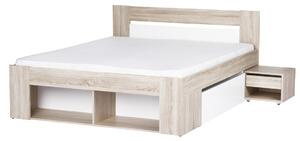 Manželská postel 160 cm s nočními stolky dub sonoma, bílá KN133