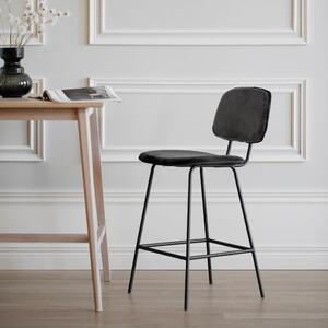 Černá sametová barová židle ROWICO BRYAN 65 cm