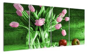 Tulipány ve váze, obraz na stěnu (160x80cm)