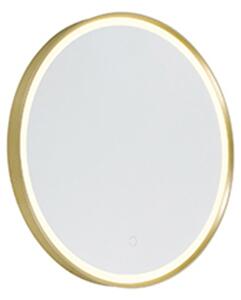 Zlaté zrcadlo do koupelny 50 cm vč. LED 3-krokové stmívatelné s dotykovým kulatým - Miral