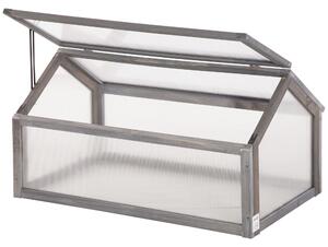 Outsunny Dřevěný Mini Skleník 90 x 52 x 49,5 cm, Skleník s Krytem, Světlo Přenášející Studený Rám, Zimní Odolný Vyvýšený Záhon pro Zahradu, Balkon, Še