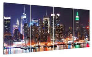 Panorama nočního města, obraz (160x80cm)