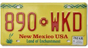 Americká SPZ New Mexico Enchantment 890 WKD