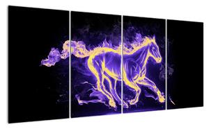 Abstraktní obraz hořícího koně (160x80cm)