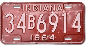 Americká SPZ Indiana 1964 Red 34B6914