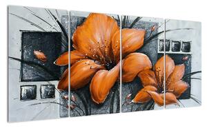 Obraz oranžové květiny (160x80cm)
