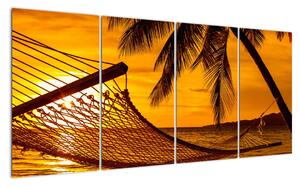 Západ slunce na pláži, obraz (160x80cm)
