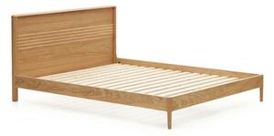 Dvoulůžková postel z dubového dřeva s roštem v přírodní barvě 180x200 cm Lenon – Kave Home