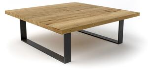 Dubový konferenční stolek Mere z masivu Rozměr: 700 x 700 x 300, Barva oceli: Matná černá, Barva dřeva: Betonová šedá