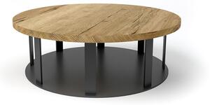 Dubový konferenční stolek Low Cage z masivu Rozměr: 500 x 500 x 300, Barva oceli: Matná bílá, Barva dřeva: Jemná šedá