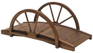 Dřevěný zahradní most Outsunny s designem kol, most přes rybník do 150 kg nosnosti, dekorativní most, zahradní park dvůr 100 x 50 x 37 cm Uhlově šedá