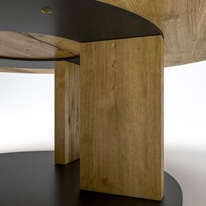 Dubový konferenční stolek Steel Fold z masivu Rozměr: 700 x 700 x 300, Barva oceli: Matný čirý lak, Barva dřeva: Betonová šedá