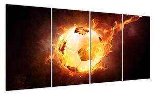 Obraz hořícího fotbalového míče (160x80cm)