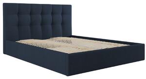 Modrá látková dvoulůžková postel MICADONI Phaedra 140 x 200 cm