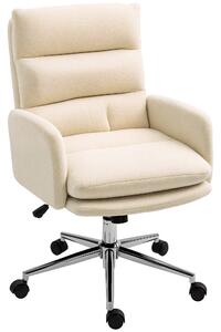 HOMCOM Ergonomická kancelářská židle s opěrkou na ruce, design z umělé ovčí vlny, výškově nastavitelná otočná židle s funkcí náklonu, polstrovaná kanc