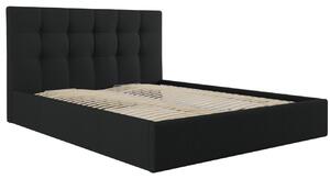 Černá látková dvoulůžková postel MICADONI Phaedra 160 x 200 cm