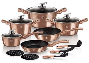 Sada nádobí s mramorovým povrchem 15 ks Rosegold Metallic Line