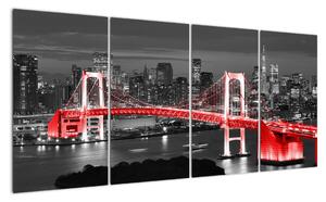 Noční fotka mostu - obraz (160x80cm)