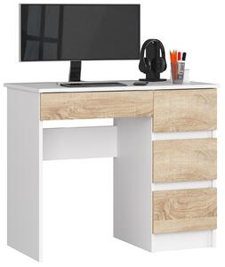 PC stolek Benicio II (bílá + dub sonoma) (P). Akce -14%