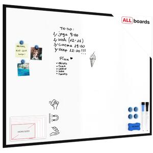 Magnetická suchostěrná tabule bílá 120 × 90 cm – černý dřevěný rám, TM129BK