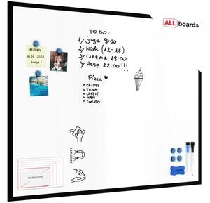 Magnetická suchostěrná tabule bílá 100 × 80 cm – černý dřevěný rám, TM108BK