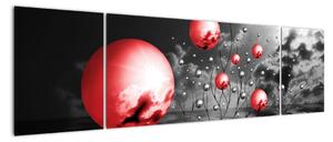 Abstraktní obraz - červené koule (170x50cm)