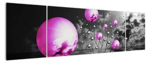 Abstraktní obraz - fialové koule (170x50cm)