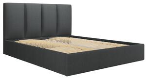 Šedá látková dvoulůžková postel MICADONI Pyla 160 x 200 cm s úložným prostorem