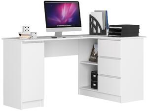 Rohový PC stolek Bevin (bílá) (P). Akce -15%