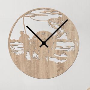 Rybářské nástěnné hodiny Zvolte barvu dekoru: Dub Sonoma | Velikost hodin: 35x35 | Barva ručiček: Černé