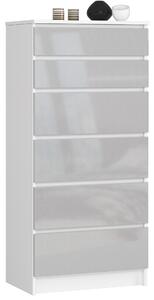 Ak furniture Komoda Kuba 60 cm - 6 šuplíků bílá/šedá