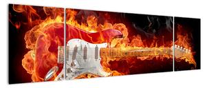 Obraz - kytara v ohni (170x50cm)