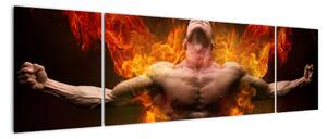 Obraz muže v ohni (170x50cm)