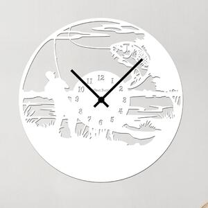 Rybářské nástěnné hodiny Zvolte barvu dekoru: Bílá | Velikost hodin: 35x35 | Barva ručiček: Černé