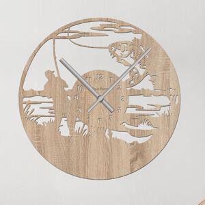 Rybářské nástěnné hodiny Zvolte barvu dekoru: Dub Sonoma | Velikost hodin: 35x35 | Barva ručiček: Stříbrné