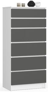 Ak furniture Komoda Kuba 60 cm - 6 šuplíků I bílá/grafitová
