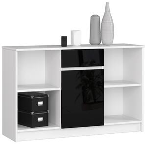 Komoda Briar (bílá + lesk černý). Akce -13%