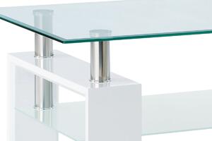 Konferenční stolek skleněný v kombinaci bílý lesk a sklo AF-1024 WT
