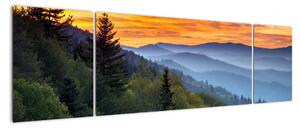 Obraz horské krajiny při západu slunce (170x50cm)