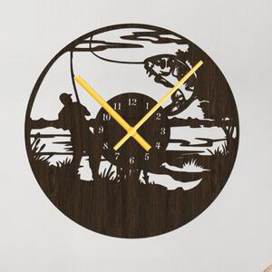 Rybářské nástěnné hodiny Zvolte barvu dekoru: Wenge | Velikost hodin: 35x35 | Barva ručiček: Zlaté