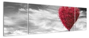 Obraz - červené srdce na louce (170x50cm)