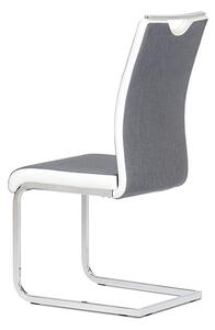 Jídelní židle chrom šedá látka a bílá ekokůže DCL-410 GREY2