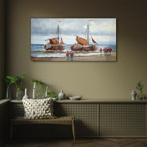 Obraz na skle Obraz na skle Sea loď mraky vojáci