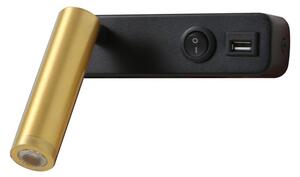 Immax GOAL USB + VYPÍNAČ designové nástěnné LED svítidlo 3W,BLACK+GOLD