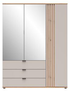 BREVAS široká šatní skříň se zrcadlem SZF1D2M3S, dub artisan/kašmír
