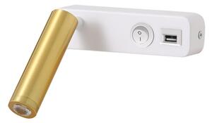 Immax GOAL USB + VYPÍNAČ designové nástěnné LED svítidlo 3W,WHITE+GOLD