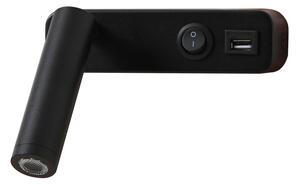 Immax GOAL USB+VYPÍNAČ designové nástěnné LED svítidlo 3W, BLACK