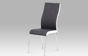 Jídelní židle chrom a šedá látka s bílou ekokůží DCL-433 GREY2